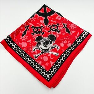 Lot of 2 Disney Cruise Line Pirate's Night Mickey Mouse Red Scarfs Bandanas